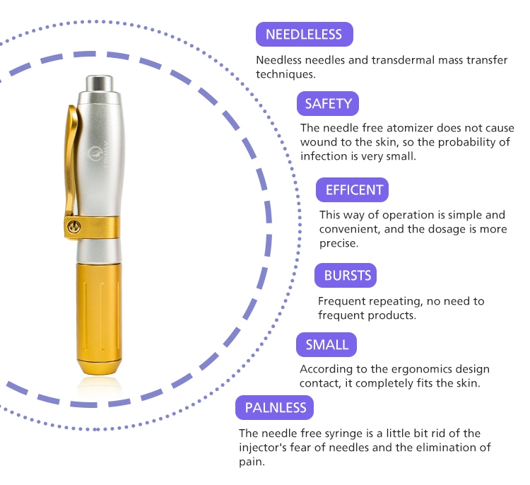 Adjustabke Hyaluronic Acid Mesotherapy Gun Needle Free Injection Hyaluronic Acid Serum Pen